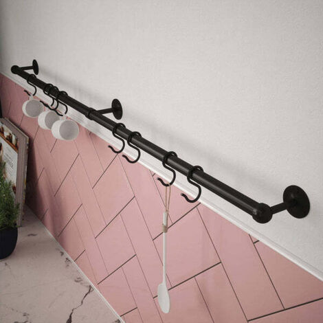 Rothley Easy-Fit Kitchen Utensil Rail Kit Black Matt 100cm