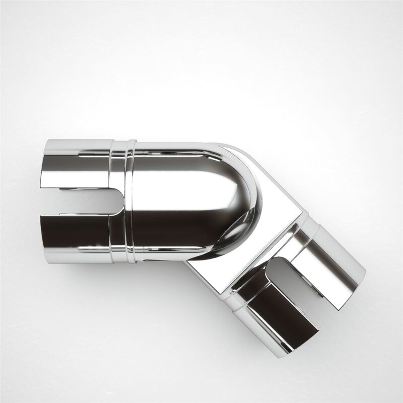 Rothley Polished Modern Adjustable Bannister Staircase Handrail Elbow 40mm in Silver