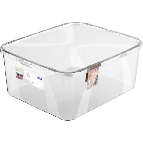 Rotho Aufbewahrungsbox Lona mit Deckel 41,3 x 34,8 cm 19 L transparent Aufbewahrungsbox