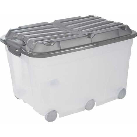 Rotho Arco Aufbewahrungsbox 70l mit Deckel und Rollen, Kunststoff (PP)  BPA-frei, transparent, 70l (57,1 x 39,2 x 46,5 cm) : : Küche,  Haushalt & Wohnen