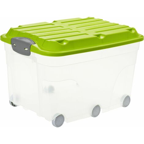 Aufbewahrungsbox mit Deckel Rollen Räder Stapel Kunststoff Plastik Box Unterbett 