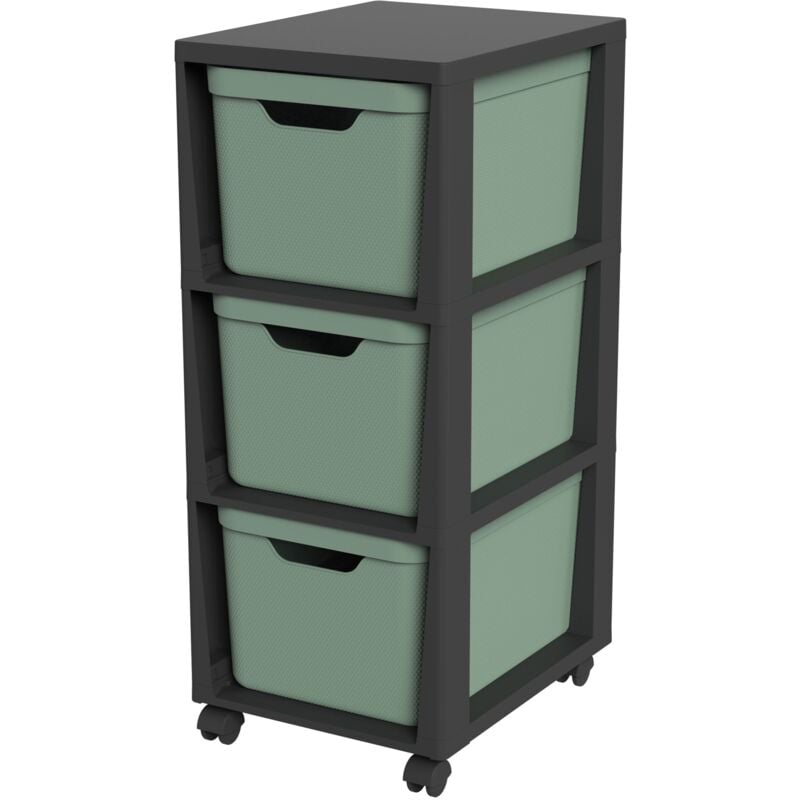 Rotho - jive Tour de tiroirs à roulettes 3x 16L Vert