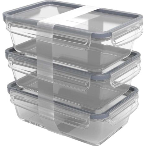 Rotho Kühlschrankdose Glas CLIC & LOCK 1,3 L, 3er Set Vorratsdose