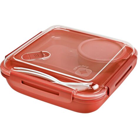 Rotho Lunchbox Memory 1,1 l, 19,5 x 19,5 x 9,1 cm, papaya rot Boxen, Körbchen, Kisten