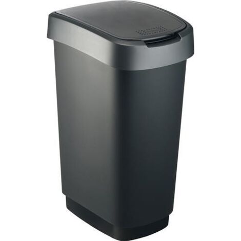 Rotho Swingeimer Twist 50 L schwarz silber Mülleimer & Abfallbeutel