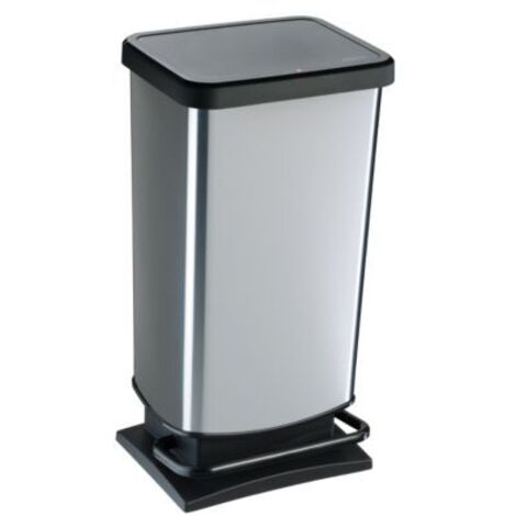Rotho Treteimer Paso 40 L metallic silber Müll- & Abfalleimer