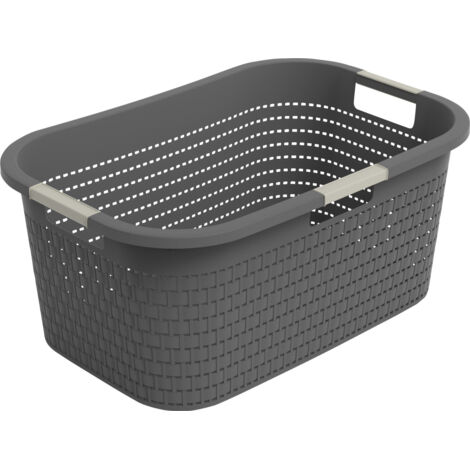 Rotho Wäschekorb Country, 40 L anthrazit Wäschekörbe