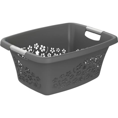 Rotho Wäschekorb Flowers 25 l anthrazit Wäschekörbe