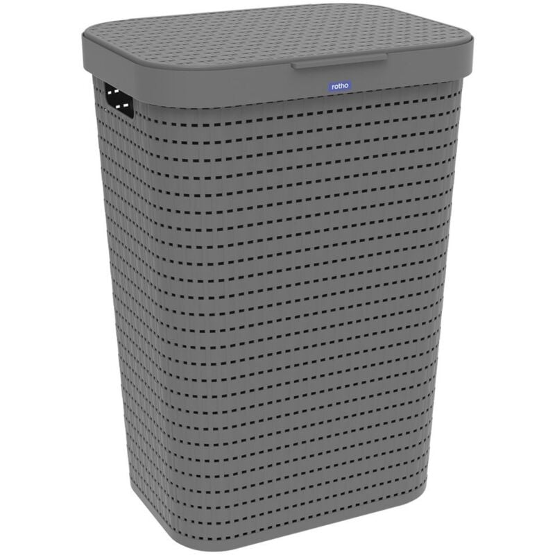 Panier à linge Rotho Country 55L Anthracite