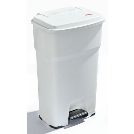Rothopro Collecteur de déchets à pédale, en plastique - capacité 85 l - blanc - Coloris poubelle: blanc