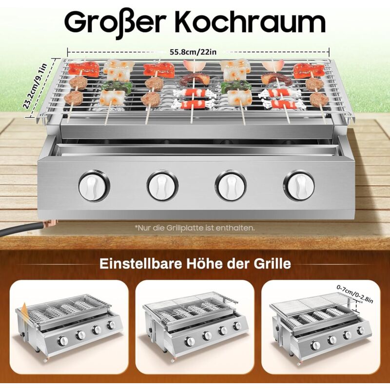 Rôtissoire à gaz à 4 brûleurs - Barbecue à gaz