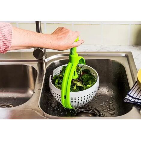 Rôtissoire à salade facile à utiliser  Passoire en nylon anti-rayures  Rôtissoire à salade  Panier passoire avec poignée pliable  Vert