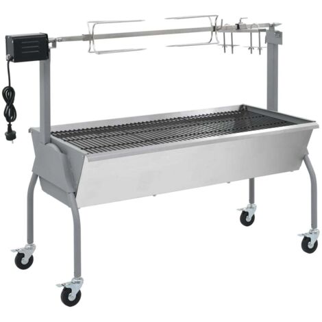 Rôtissoire pour barbecue électrique-Barbecue avec broche tournante Acier inoxydable 588027