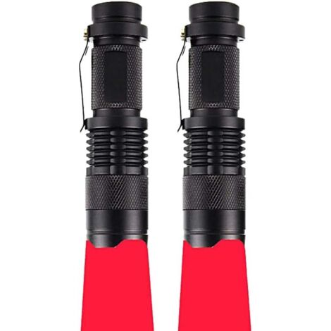 Rotlicht Taschenlampe, Mini Rot Taschenlampen Rote Signallampe mit Clip Rote LED Taschenlampen Zoombare Rotlichtlampe 3 Modi für Stargazing Nachtsicht Astronomie Camping (2er Pack)