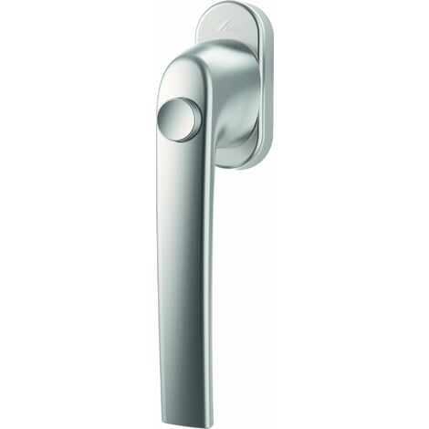 Roto Samba - Maniglia per finestra con bottone automatico, colore argento naturale, con viti, perno quadrato 7 x 32 mm