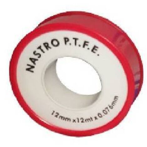 ROTOLINO NASTRO TEFLON P.T.F.E. ECONOMICO MT 12 mm 12 x 10 mt x 0,076 DH