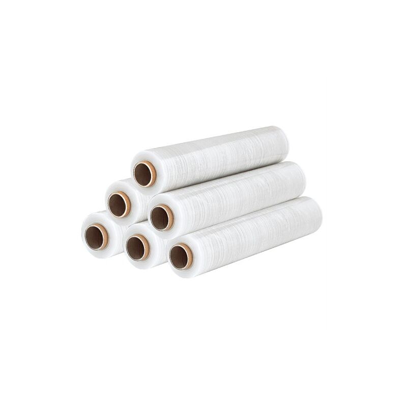 Film Estensibile Set 6 Bobine Trasparente Per Imballaggi 2,2 Kg 50c...