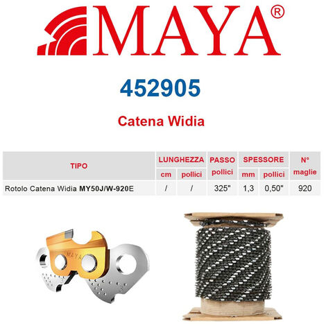 Rotolo catena in Widia .325&quot 1.3 mm - .050&quot 920 maglie con antirimbalzo Maya - 452905
