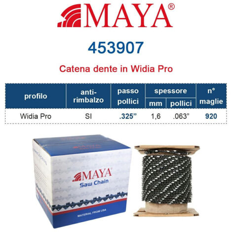 Rotolo Catena Motosega .325" - 1,6 mm .063" - 920 maglie Prof. Widia Pro con antirimbalzo 453907