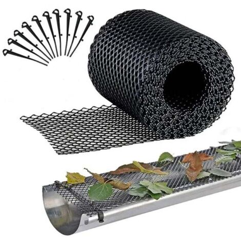 Rotolo da 6 metri di protezione stabile per grondaie con 10 clip, kit di protezione per grondaie per casa, posto auto coperto
