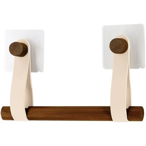 Rotolo di carta igienica in bambù + strisce di finta pelle su adesivo - beige/acacia marrone - Tendance