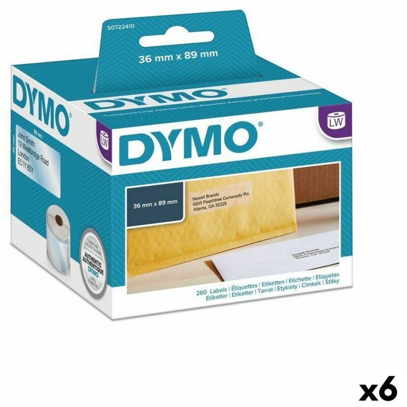 Image of Etichette per Stampante Dymo 89 x 36 mm LabelWriter™ Trasparente (6 Unità)
