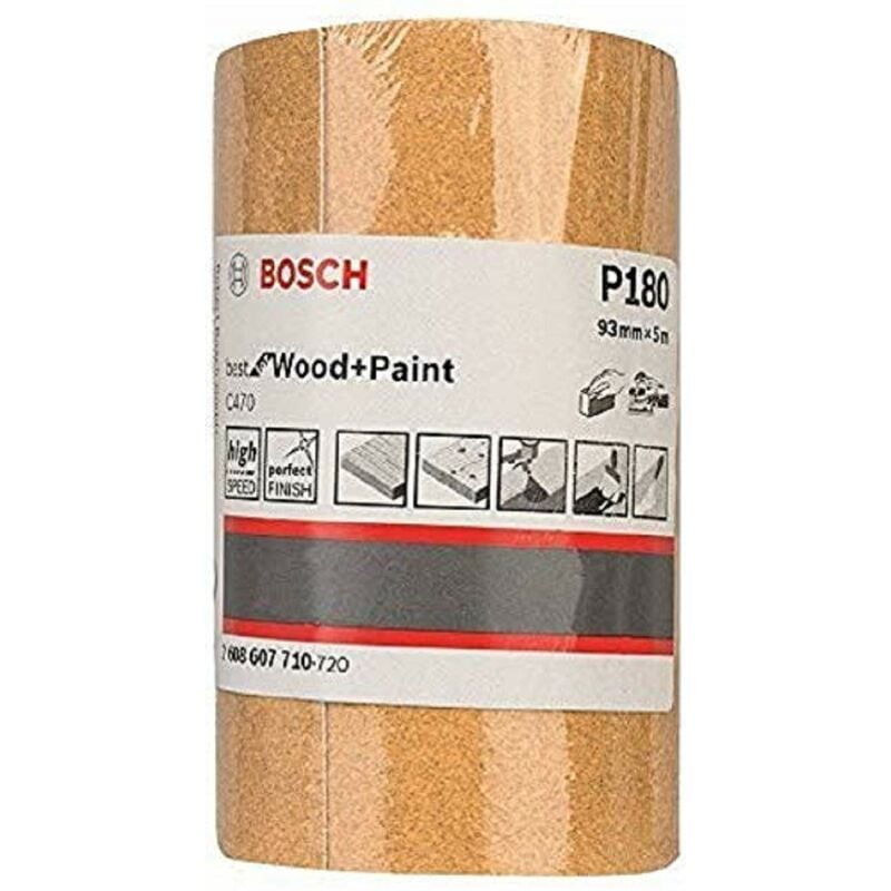 Image of Professional 1x Rotolo abrasivo in carta C470 (per Legno, Colore, Vernice, 93 mm x 5 m, G180, accessorio Levigatura manuale) - Bosch