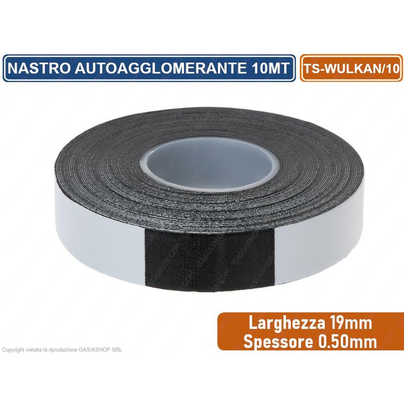 Rotolo Nastro Autoagglomerante Nero 10 Metri In Poliisobutilene Larghezza 19mm Spessore 0.50mm