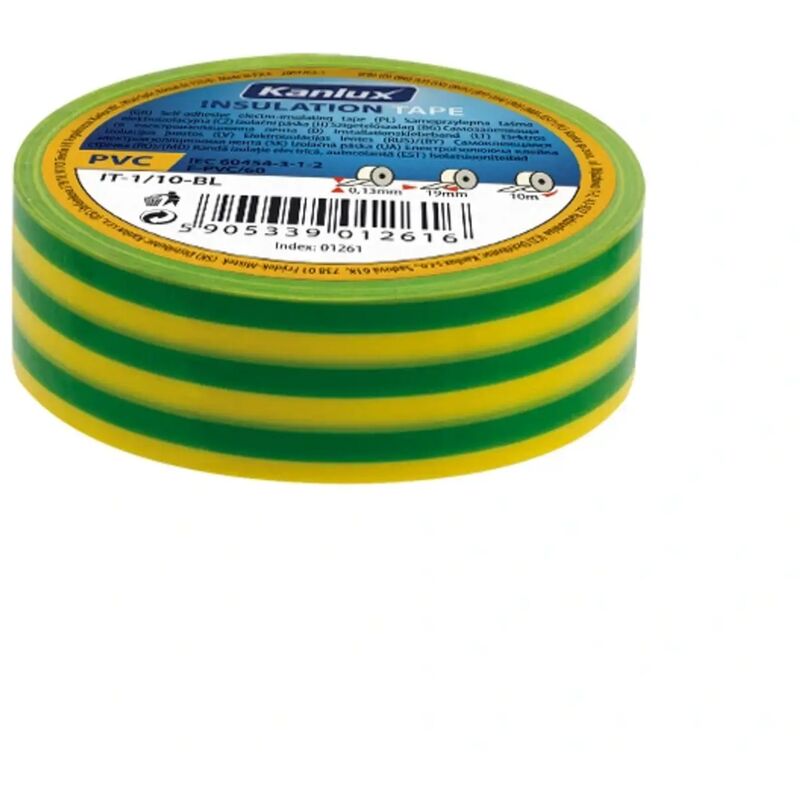 Image of Nastro isolante adesivo elettricista isolante elettrico 19 mm giallo verde 20 mt