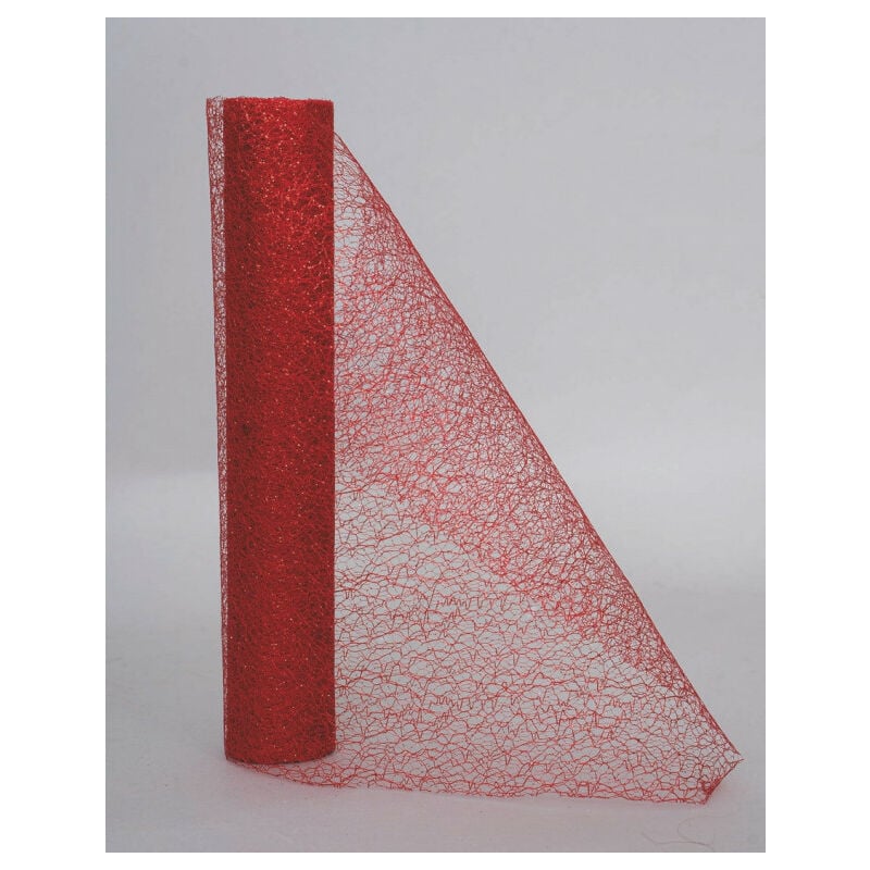 Rotolo Rete Glitterato Cm.29X2,7Mt Rosso C/Paillettes decorazione di Natale