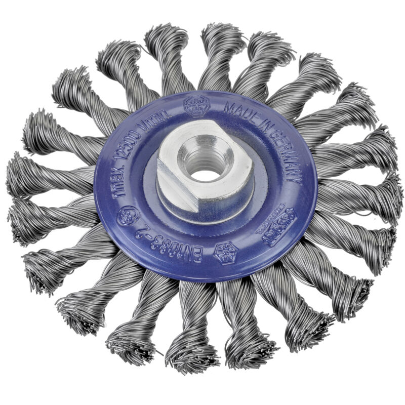 Image of 1402631151 - Spazzola circolare in acciaio intrecciato con dado M14 ø 125 mm e filamento ø 0,50 mm - Osborn