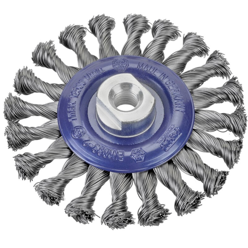 Image of 1402631351 - Spazzola circolare in acciaio inox intrecciato con dado M14 ø 125 mm e filamento ø 0,50 mm - Osborn