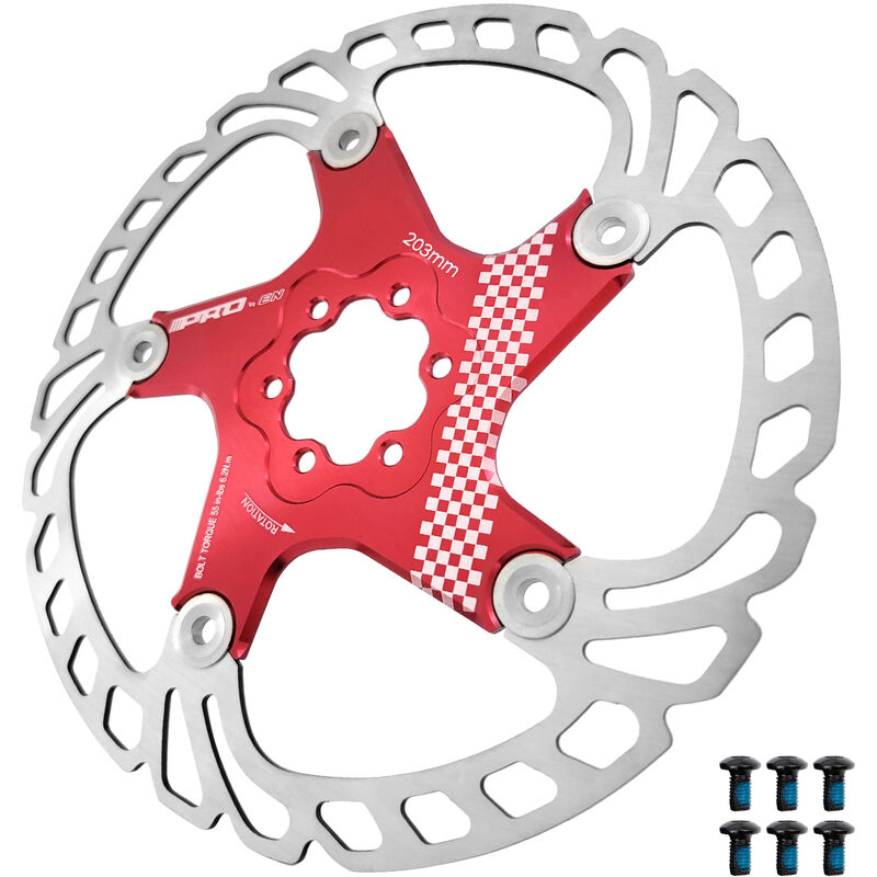 

Rotor de disco de freno flotante de 160 mm / 180 mm / 203 mm con 6 pernos para bicicleta de carretera de montana MTB,Rojo, 203 mm