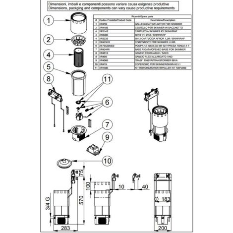 Rotore con girante ricambio per pompa skimmer SI20 00