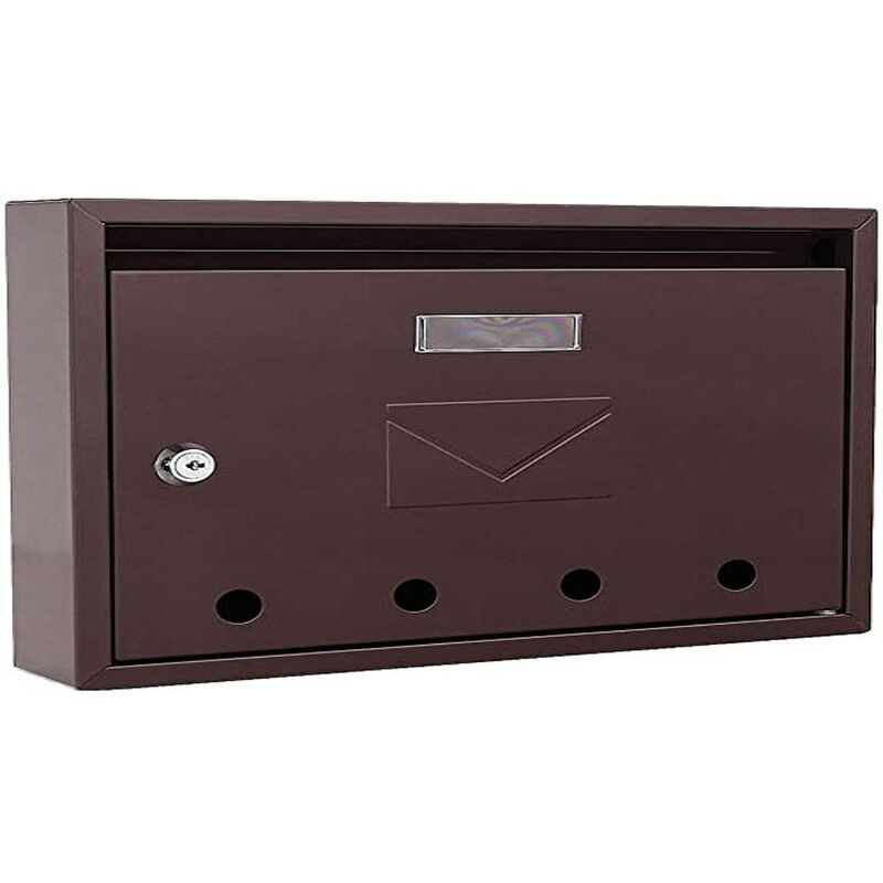 Image of Rottner cassetta postale Imola Marrone, in acciaio, con design moderno e compatto, 4 fori per ispezione e targhetta portanome, di colore marrone.