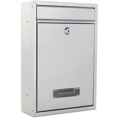 Rottner cassetta postale Tarvis Argento, in acciaio, con design moderno e compatto, targhetta portanome integrata nella finestra di visualizzazione, serratura a cilindro di colore grigio chiaro.