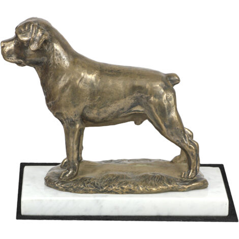 Rottweiler - estatuilla de perro, figura de mármol blanco, trofeo para una exposición de perros de Art-Dog