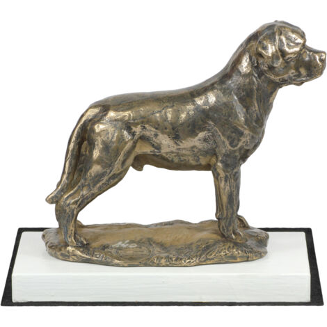 Rottweiler II - statuette de chien, figurine sur socle blanc, trophée pour une exposition canine par Art-Dog