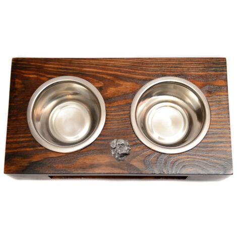 Rottweiler II - supporto in legno con ciotole per cani, ciotole in acciaio per cani, regalo per l'adozione di un cane di Art-Dog