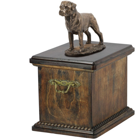 Rottweiler - un'urna per le ceneri del cane, un'urna con una statuetta, un'urna elegante in stile classico di Art-Dog