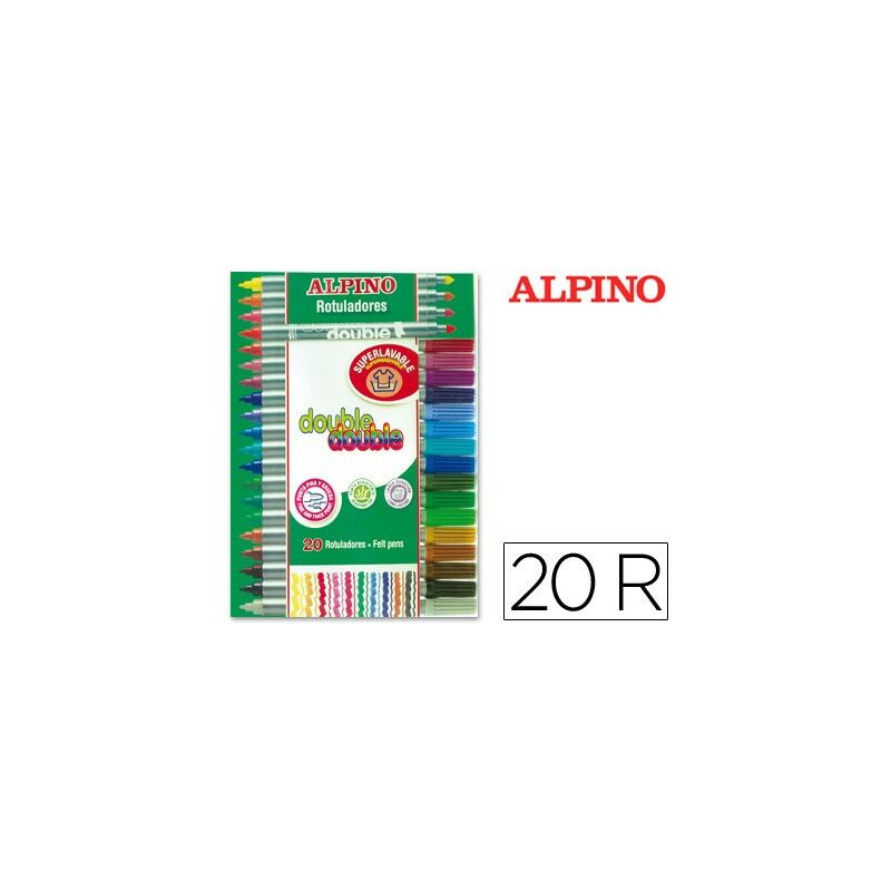 

Liderpapel - Rotulador alpino double double punta gruesa y punta fina caja de 20+4 colores surtidos