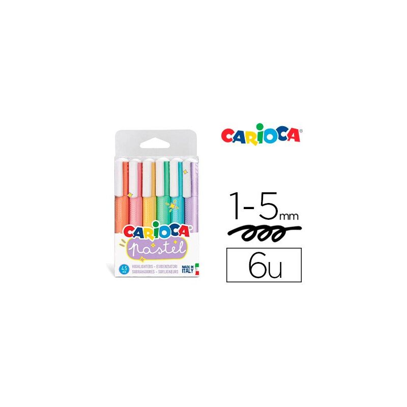 

Carioca marcador pastel punta biselada colores - bolsa pvc de 6