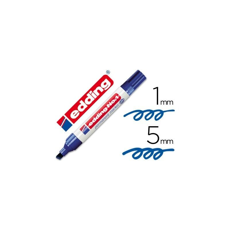 

Rotulador edding marcador permanente 1 azul -punta biselada 5 mm recargable (pack de 10 uds.)