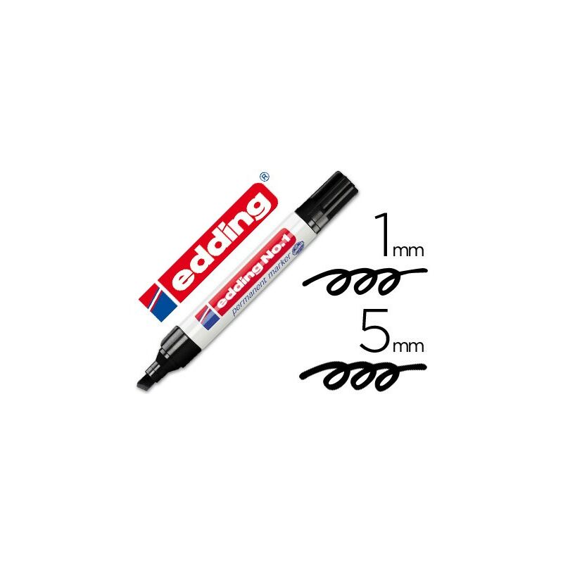 

Rotulador edding marcador permanente 1 negro -punta biselada 5 mm (pack de 10 uds.)