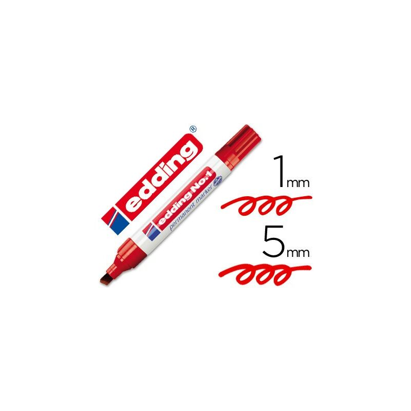 

Rotulador marcador permanente 1 rojo -punta biselada 5 mm (pack de 10 uds.) - Edding