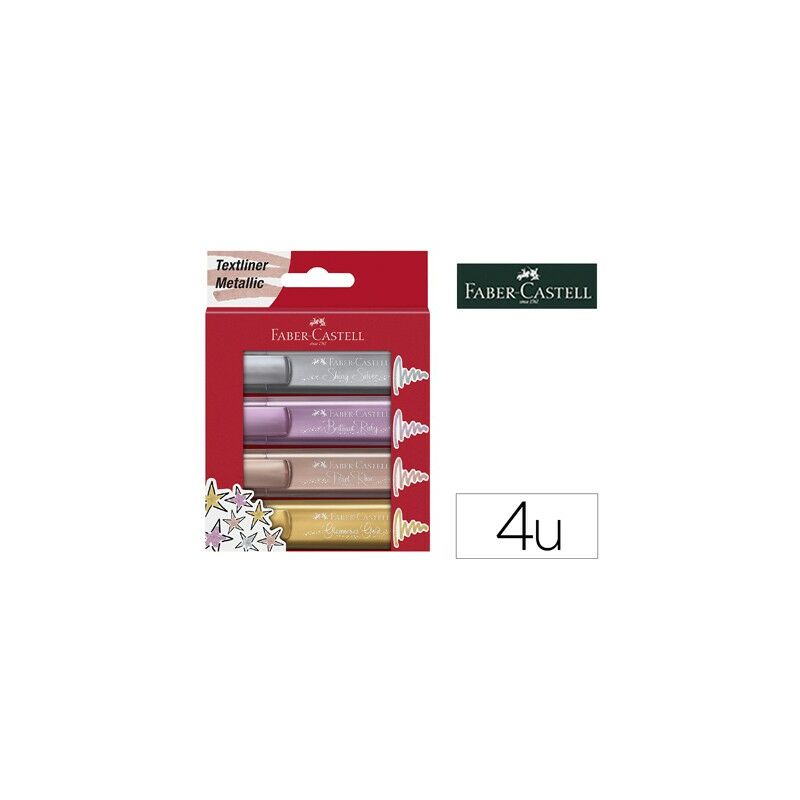 

Liderpapel - Rotulador faber fluorescente texliner 46 color metalico estuche 4 unidades colores surtidos
