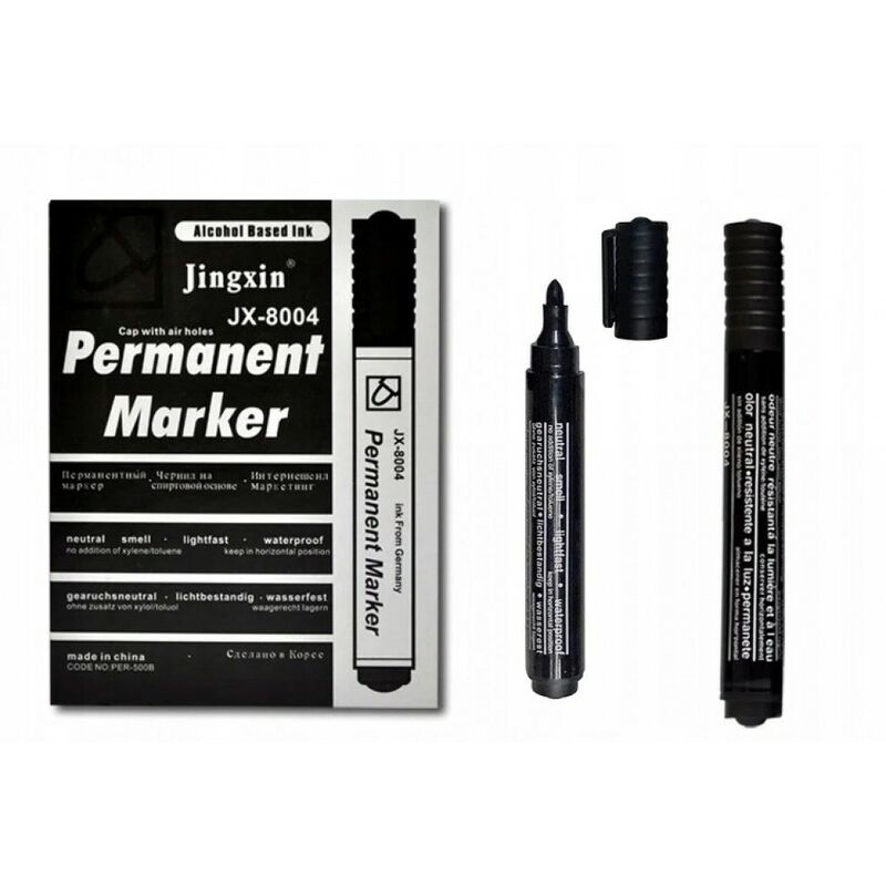 

Rotulador permanente negro, rotulador redondo 12 p