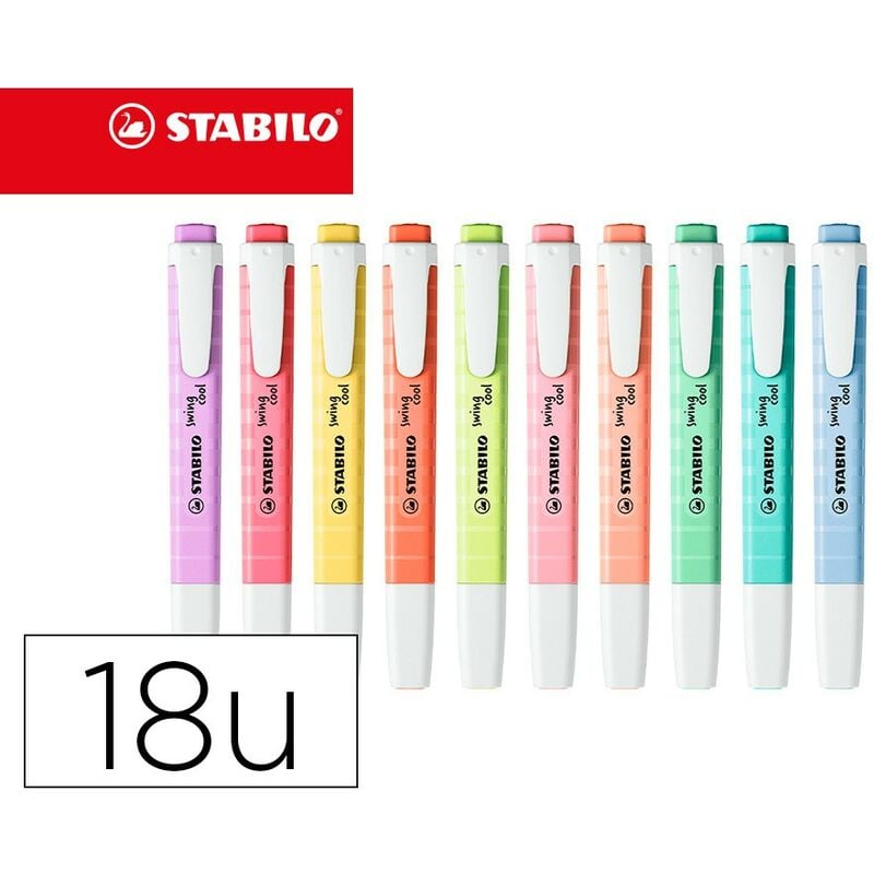 Stabilo-(pack 18 uds.) rotulador fluorescente swing cool pastel deskset. colores surtidos.