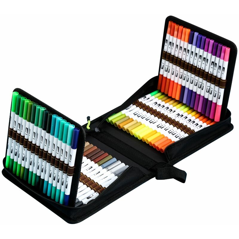 

Rotuladores de pincel de doble punta, 120 colores, juego de rotuladores de arte con pincel y puntas finas, boligrafo de colores para ninos, adultos,