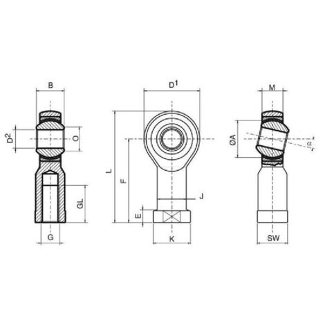 Rotule Renforce SE Femelle Pas a Gauche10mm 1.5mm